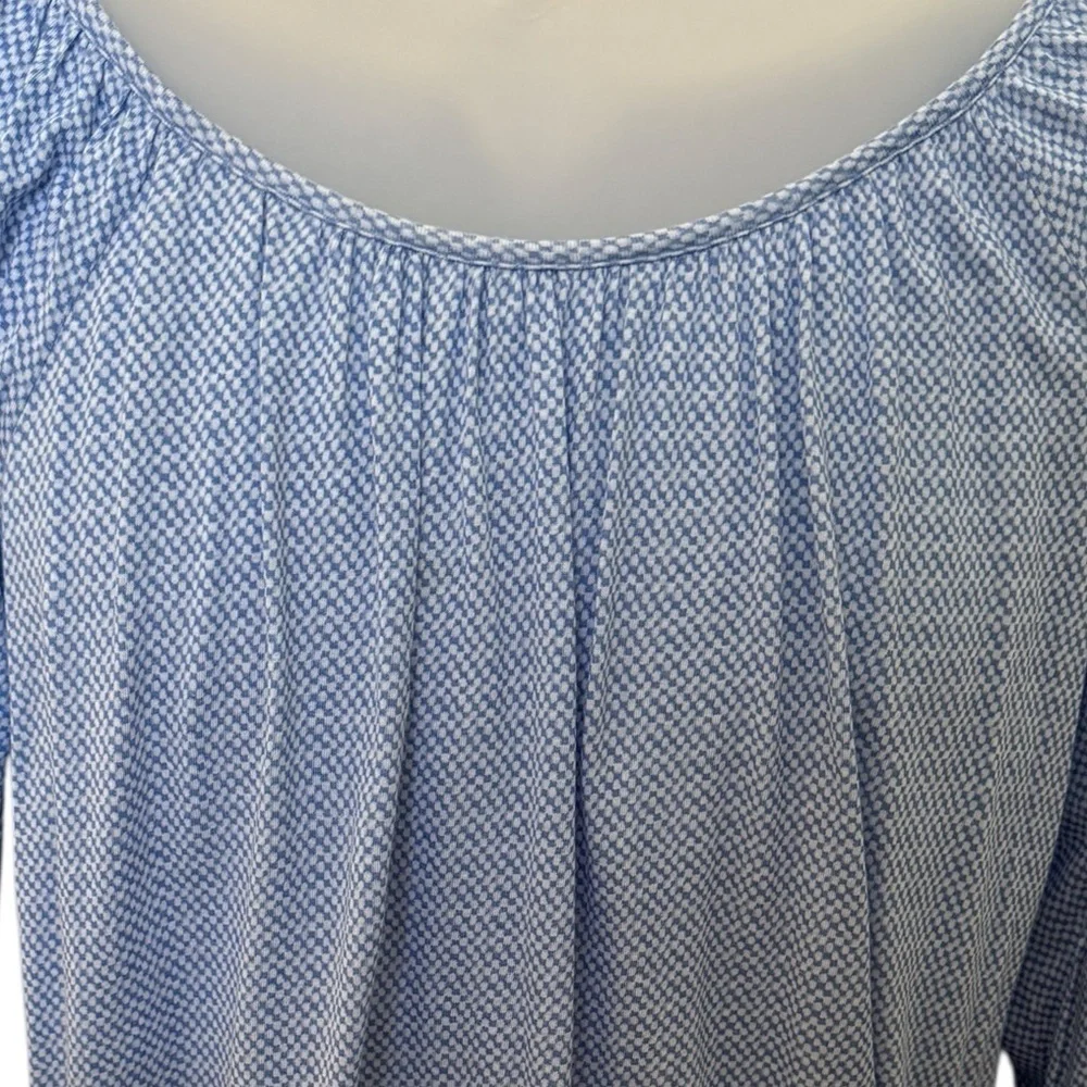 MICHAEL KORS MK Light Blue & White 3/4 Sleeve Top Blouse Women S Small